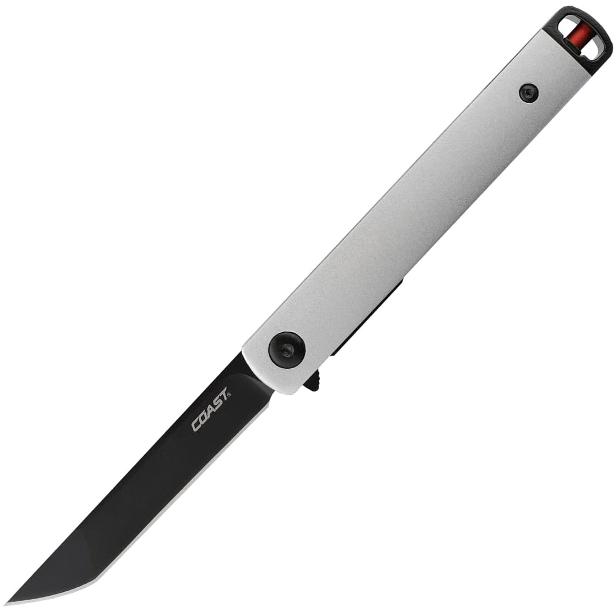 COAST LX502 1919 Founders Series Select Assisted Open Titanium Nitride Coated 9Cr18Mov Tanto Blade Stainless Steel Handle with Frame Lock Folding Pocket Knife - Silver