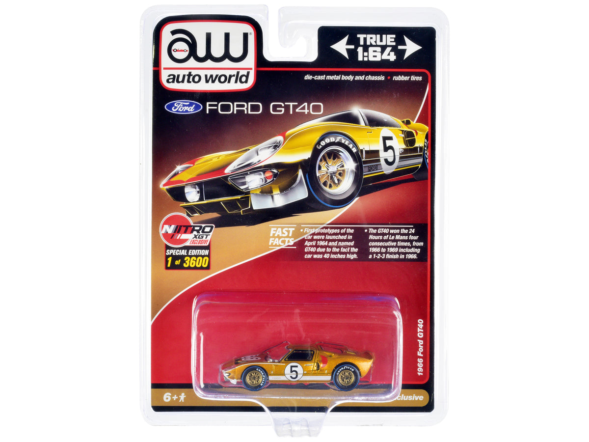 1966 Ford GT40 RHD #5 Gold with Graphics Limited Ed. 3600 pcs 1/64 Diecast
