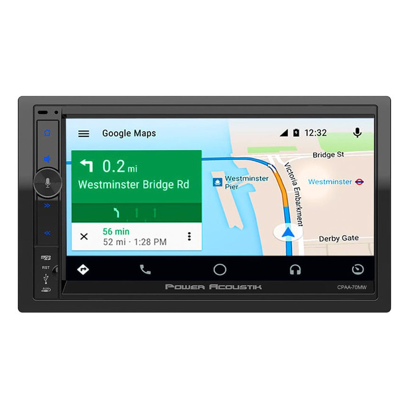 Power Acoustik 7” Double DIN Mechless Receiver with Wireless Apple CarPlay/Android Auto