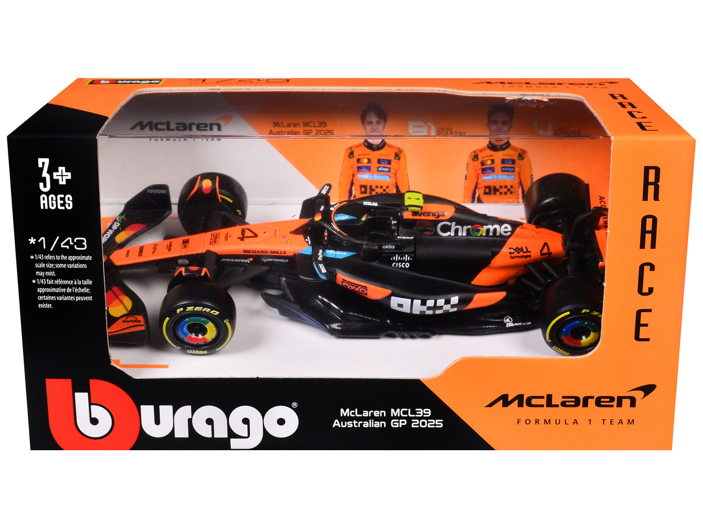 McLaren MCL39 #4 Lando Norris "OKX" Winner Formula One F1 "Australian GP" (2025) "Race" Series 1/43 Diecast Model Car by Bburago