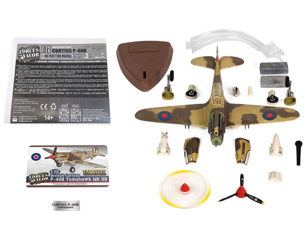 Curtiss P-40B Tomahawk MK IIB Aircraft Fighter WW2 Aircrafts 1/72 Diecast