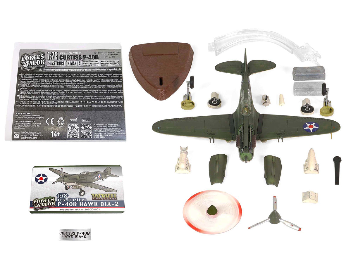 Curtiss P-40B HAWK 81A-2 Aircraft Fighter "WW2 Aircrafts Series" 1/72 Diecast