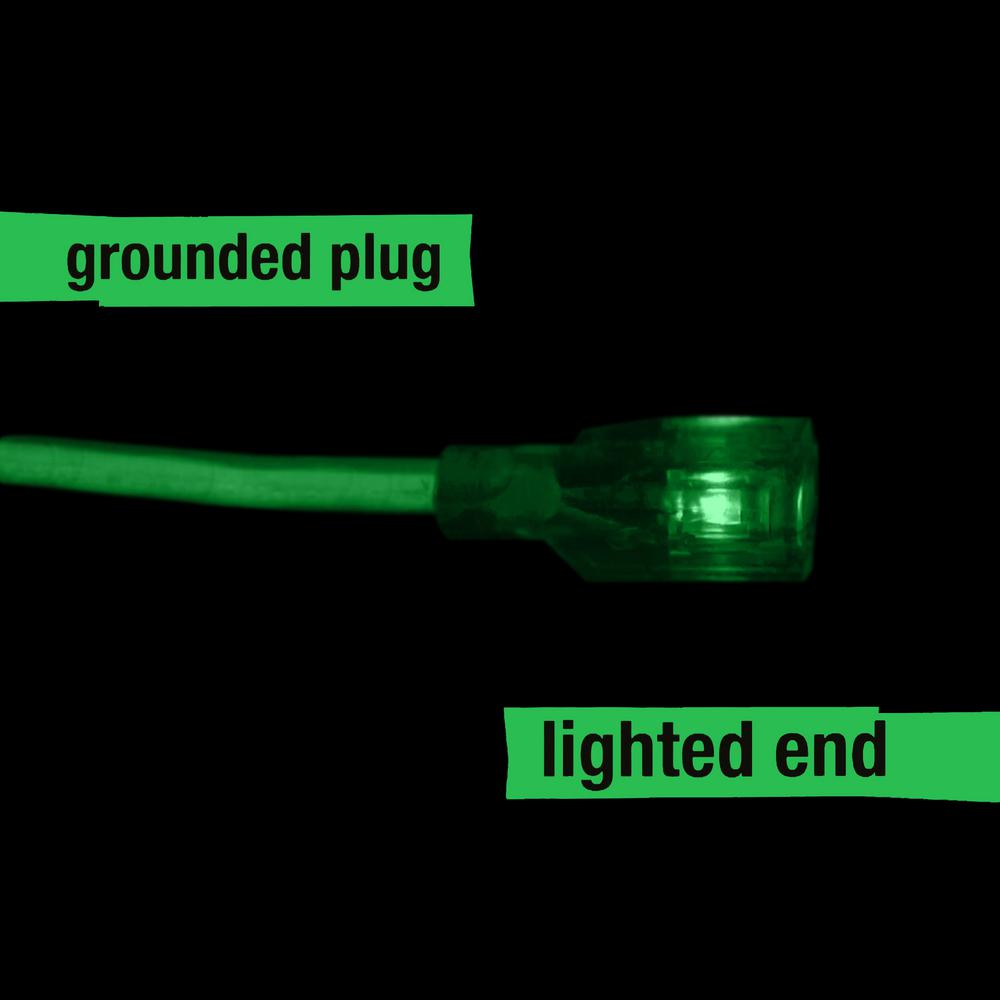 Flexzilla® Pro Extension Cord 14/3 AWG S TS JTW 50' Outdoor Lighted Plug ZillaGreen™