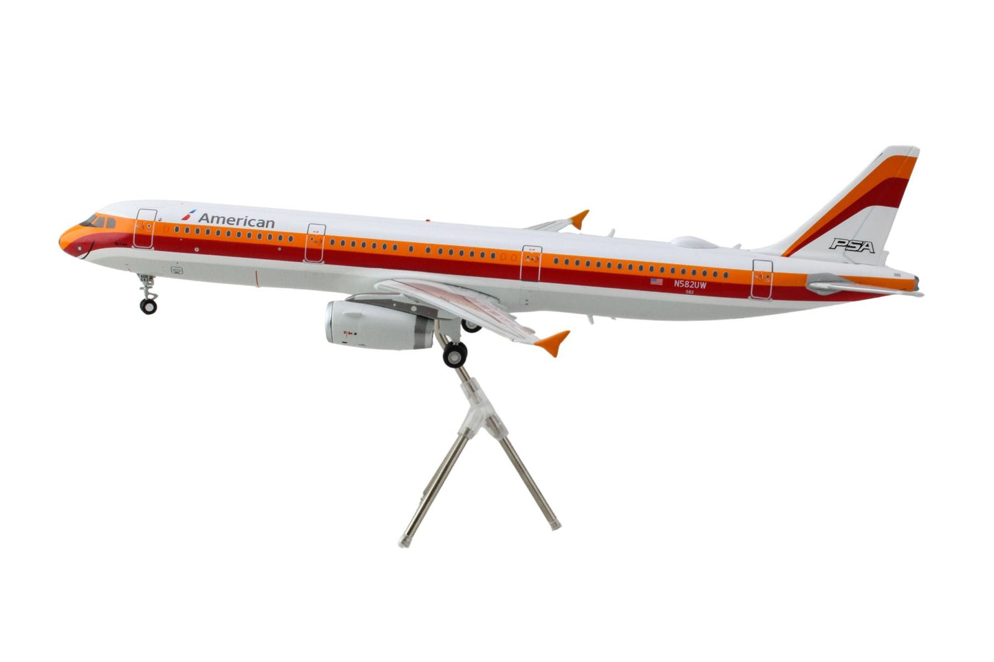 Airbus A321 Commercial Aircraft "American Airlines - PSA" (N582UW) White with Red and Orange Stripes "Gemini 200" Series 1/200 Diecast Model Airplane by GeminiJets <h2>Airbus GeminiJets</h2> <p>High-q