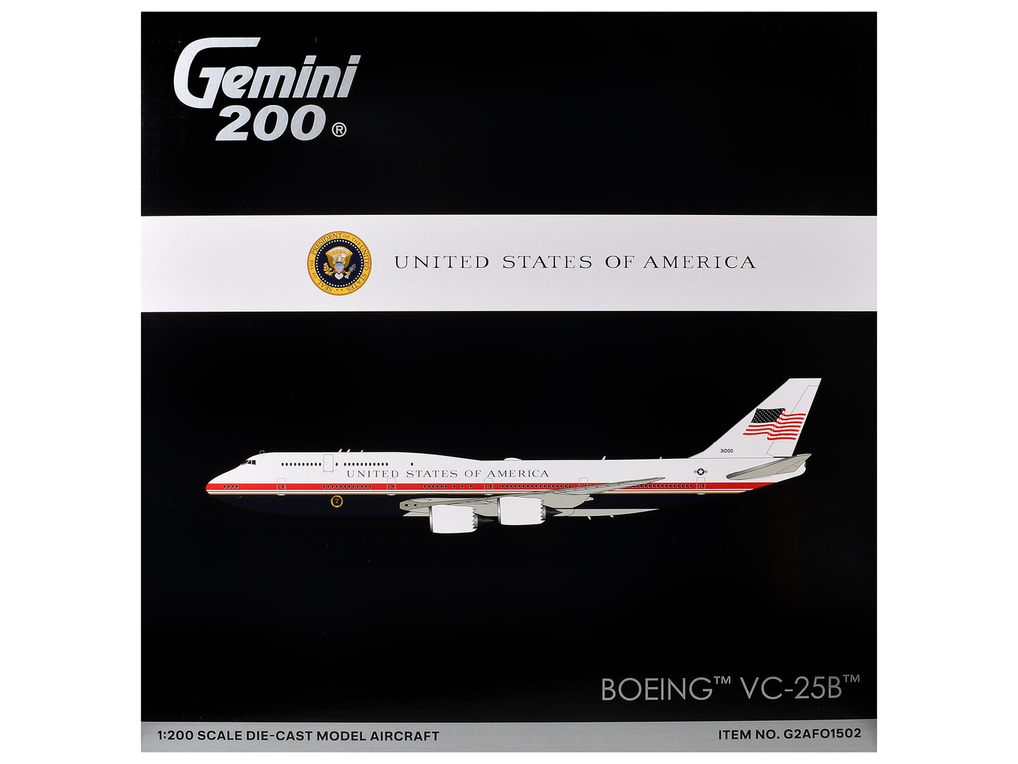 Boeing VC25B Transport Aircraft "Air Force One" (31000) United States Air "Gemini 200" Series 1/200 Diecast Model by GeminiJets <h2>Boeing GeminiJets</h2> <p>High-quality car perfect for collectors an