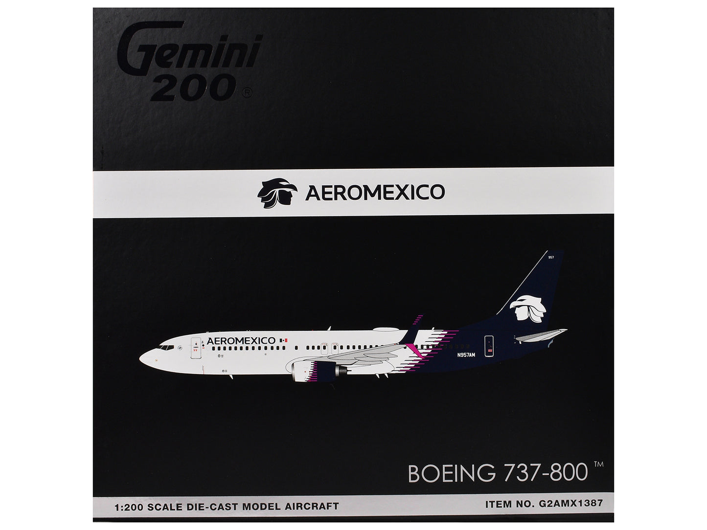 Boeing 737-800 Commercial Aircraft "AeroMexico" (N957AM) White with Dark Blue Tail "Gemini 200" Series 1/200 Diecast Model Airplane by GeminiJets <h2>Boeing GeminiJets</h2> <p>High-quality car perfect