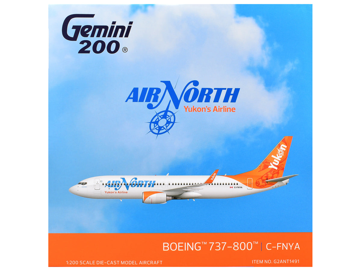 Boeing 737-800 Commercial Aircraft "Air North" (C-FNYA) White with Orange Tail "Gemini 200" 1/200 Diecast Model by GeminiJets
