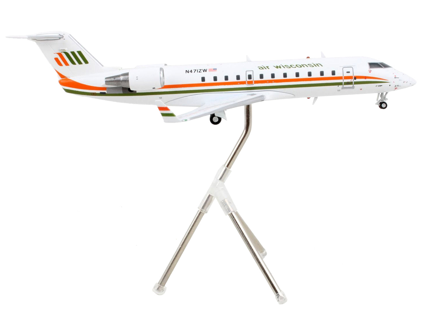 Bombardier CRJ200 Commercial Aircraft "Air Wisconsin" White with Orange and Green Stripes "Gemini 200" Series 1/200 Diecast Model Airplane by GeminiJets <h2>Bombardier GeminiJets</h2> <p>High-quality