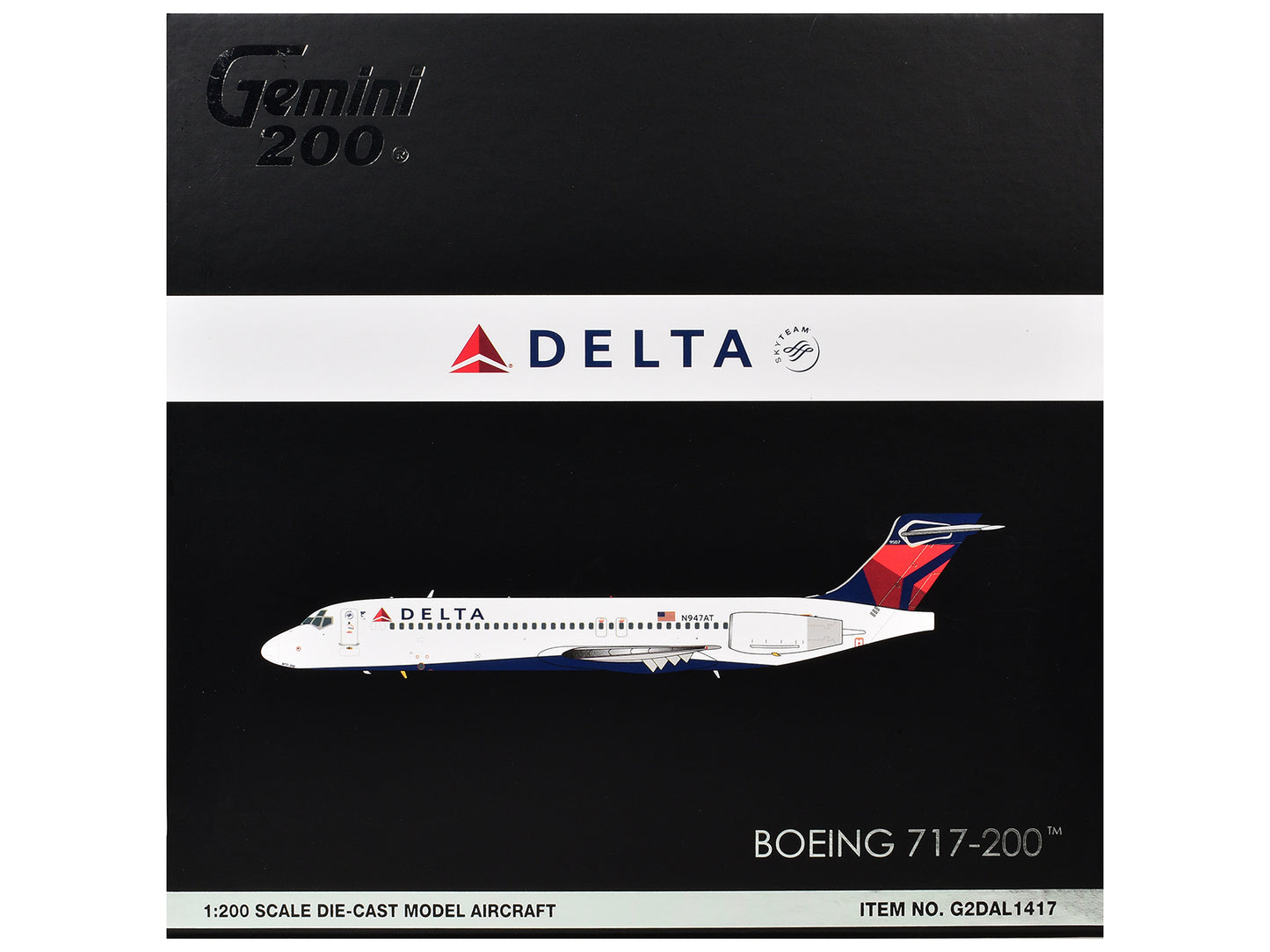 Boeing 717-200 Commercial Aircraft "Delta Air Lines" (N947AT) White with Blue and Red Tail "Gemini 200" Series 1/200 Diecast Model by GeminiJets