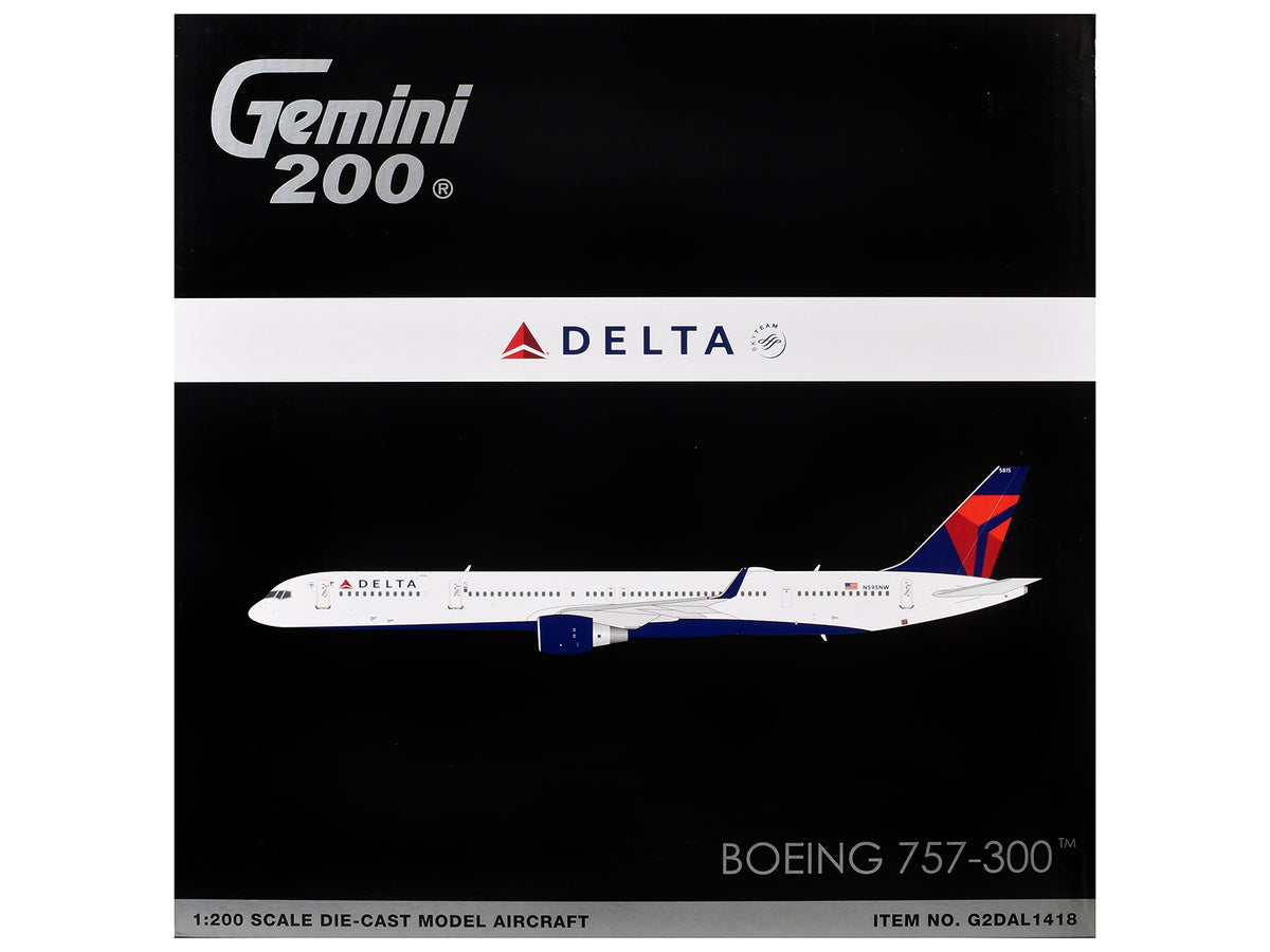 Boeing 757-300 Commercial Aircraft "Delta Air Lines" (N595NW) White with Blue and Red Tail "Gemini 200" Series 1/200 Diecast Model by GeminiJets
