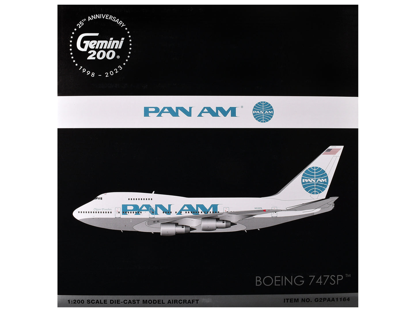 Boeing 747SP Commercial Aircraft "Pan American Airways" (N531PA) White with Blue Tail Graphics "Gemini 200" Series 1/200 Diecast Model Airplane by GeminiJets <h2>Boeing GeminiJets</h2> <p>High-quality