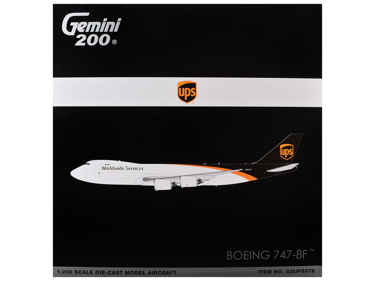 Boeing 747-8F Commercial Aircraft "UPS Worldwide Services" (N607UP) White with Brown Tail "Gemini 200" Series 1/200 Diecast Model by GeminiJets