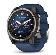 Garmin Quatix 8 51mm AMOLED Smartwatch Titanium Bezel Captain Blue Silicone Band