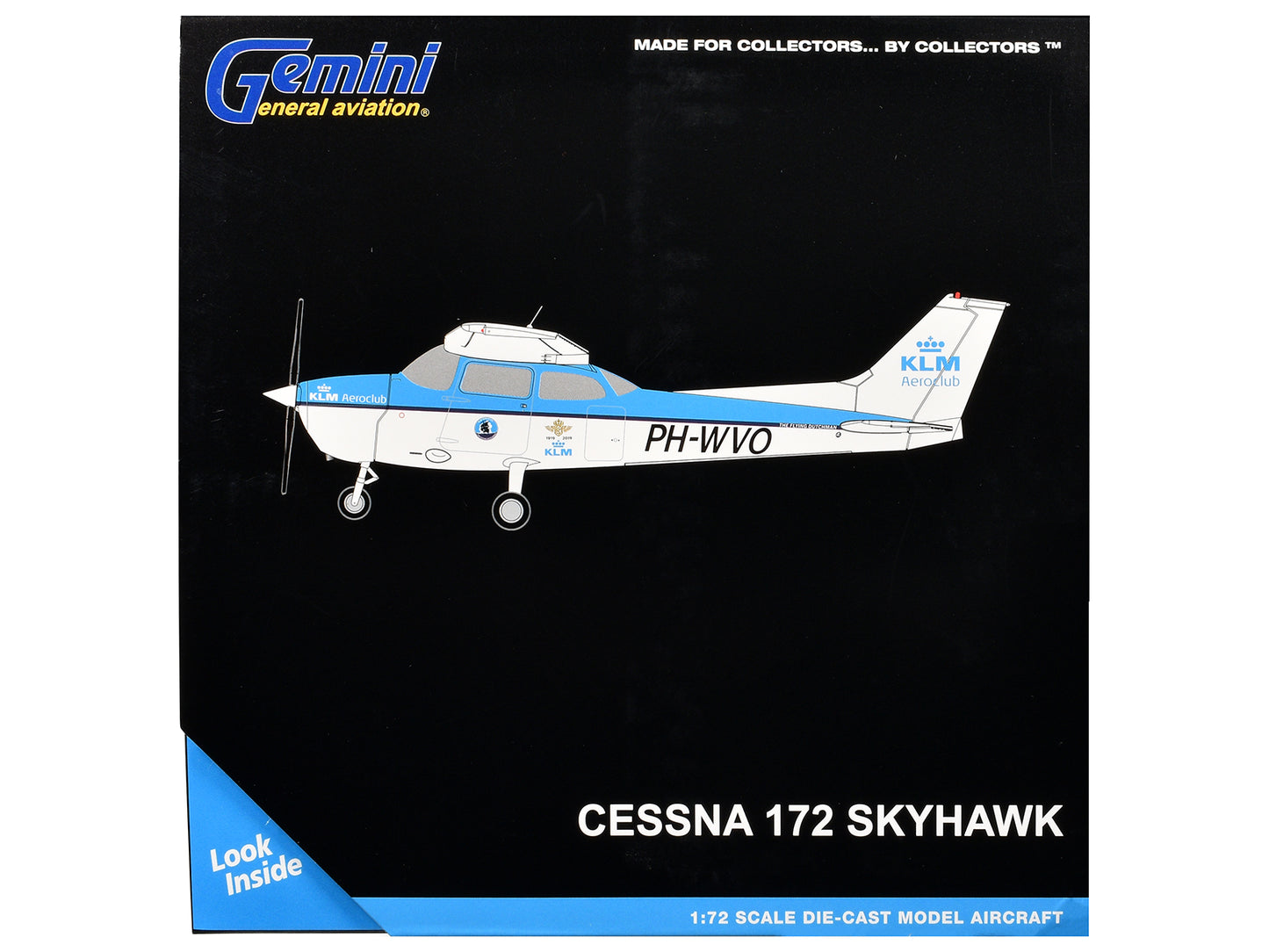 Cessna 172 Skyhawk Aircraft "KLM Aeroclub" (PH-WVO) Light Blue and White "Gemini General Aviation" Series 1/72 Diecast Model Airplane by GeminiJets