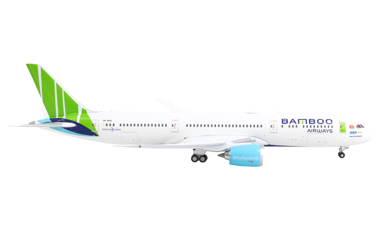 Boeing 787-9 Commercial Aircraft "Bamboo Airways" White with Green Tail 1/400 Diecast Model Airplane by GeminiJets <h2>Boeing GeminiJets</h2> <p>High-quality car perfect for collectors and enthusiasts