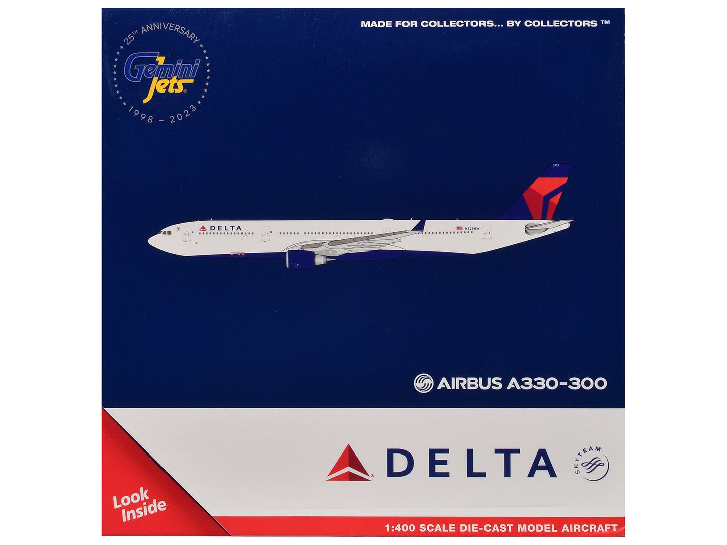 Airbus A330-300 Commercial Aircraft "Delta Air Lines" (N829NW) White with Blue and Red Tail 1/400 Diecast Model Airplane by GeminiJets <h2>Airbus GeminiJets</h2> <p>High-quality car perfect for collec