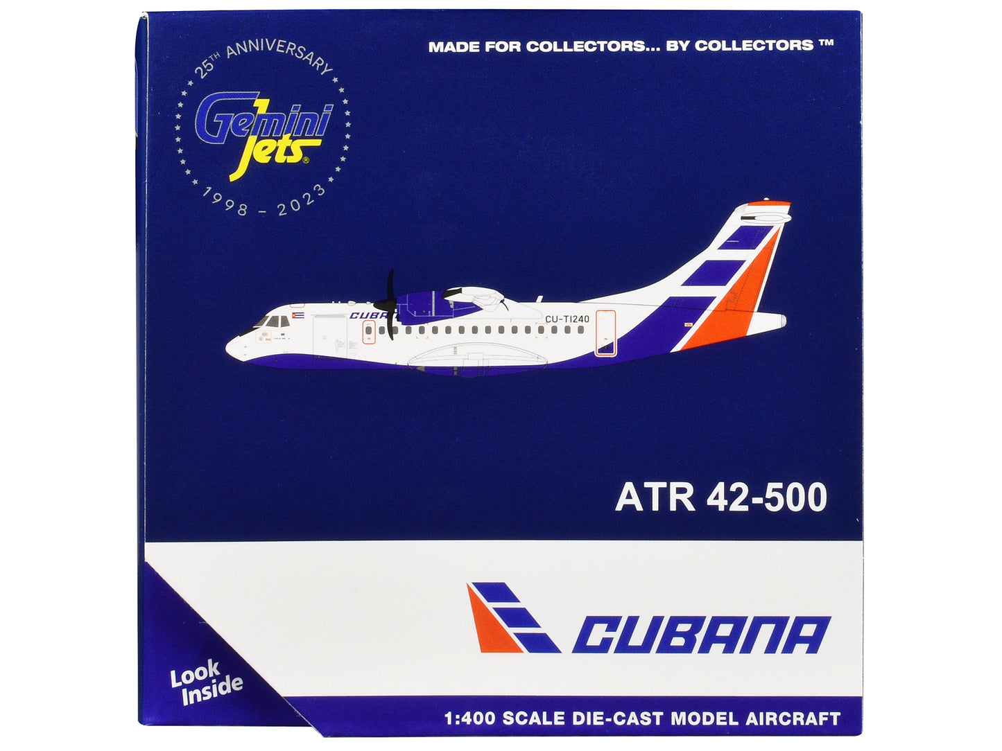 ATR 42-500 Commercial Aircraft "Cubana Airlines" (CU-T1240) White with Red and Blue Stripes 1/400 Diecast Model Airplane by GeminiJets <h2>ATR GeminiJets</h2> <p>High-quality car perfect for collector