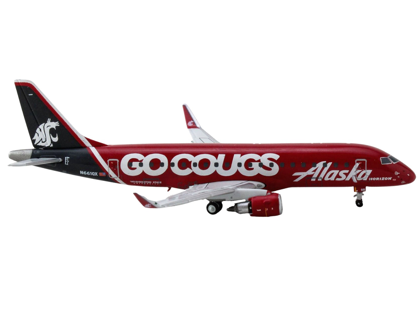 Embraer ERJ-175 Commercial Aircraft "Alaska Airlines/Horizon - Washington State Cougars" (N661QX) Red with Gray Tail 1/400 Diecast Model Airplane by GeminiJets <h2>Embraer GeminiJets</h2> <p>High-qual