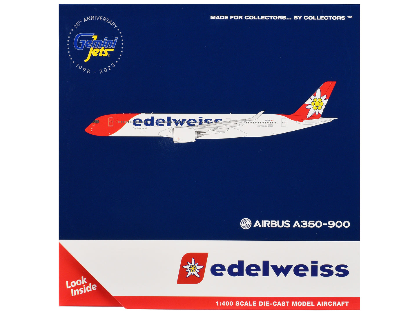Airbus A350-900 Commercial Aircraft with Flaps Down Configuration "Edelweiss Air" (HB-IHC) White Red Tail 1/400 Diecast Model Airplane by GeminiJets <h2>Airbus GeminiJets</h2> <p>High-quality car perf