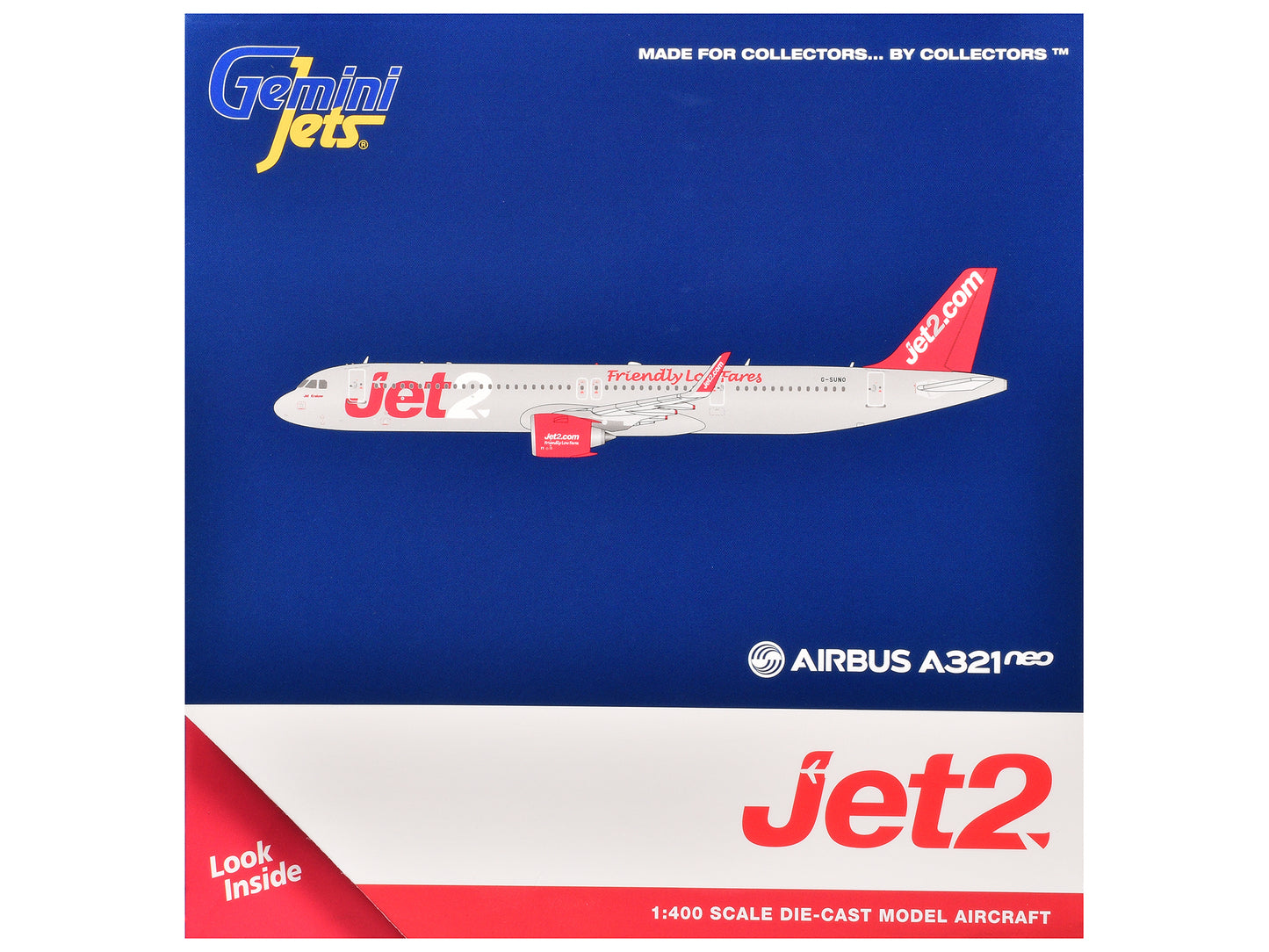 Airbus A321neo Commercial Aircraft "Jet2" (G-SUNO) Gray Metallic with Red Tail 1/400 Diecast Model Airplane by GeminiJets <h2>Airbus GeminiJets</h2> <p>High-quality car perfect for collectors and enth