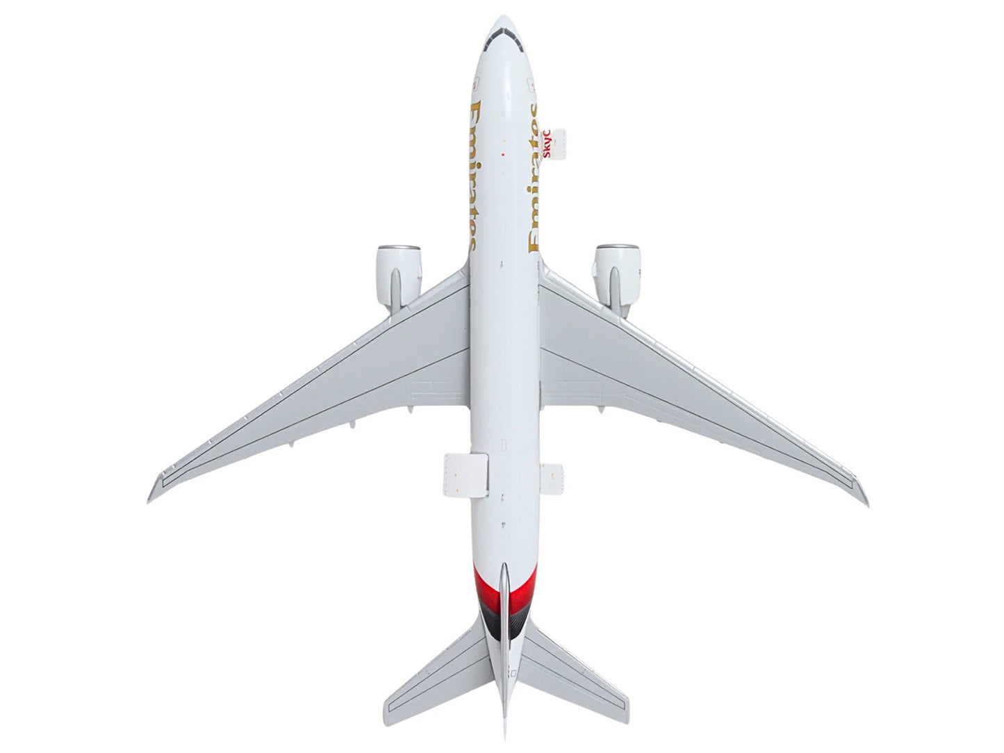 Boeing 777F Commercial Aircraft "Emirates SkyCargo" (A6-EFV) White with Striped Tail "Interactive Series" 1/400 Diecast Model by GeminiJets