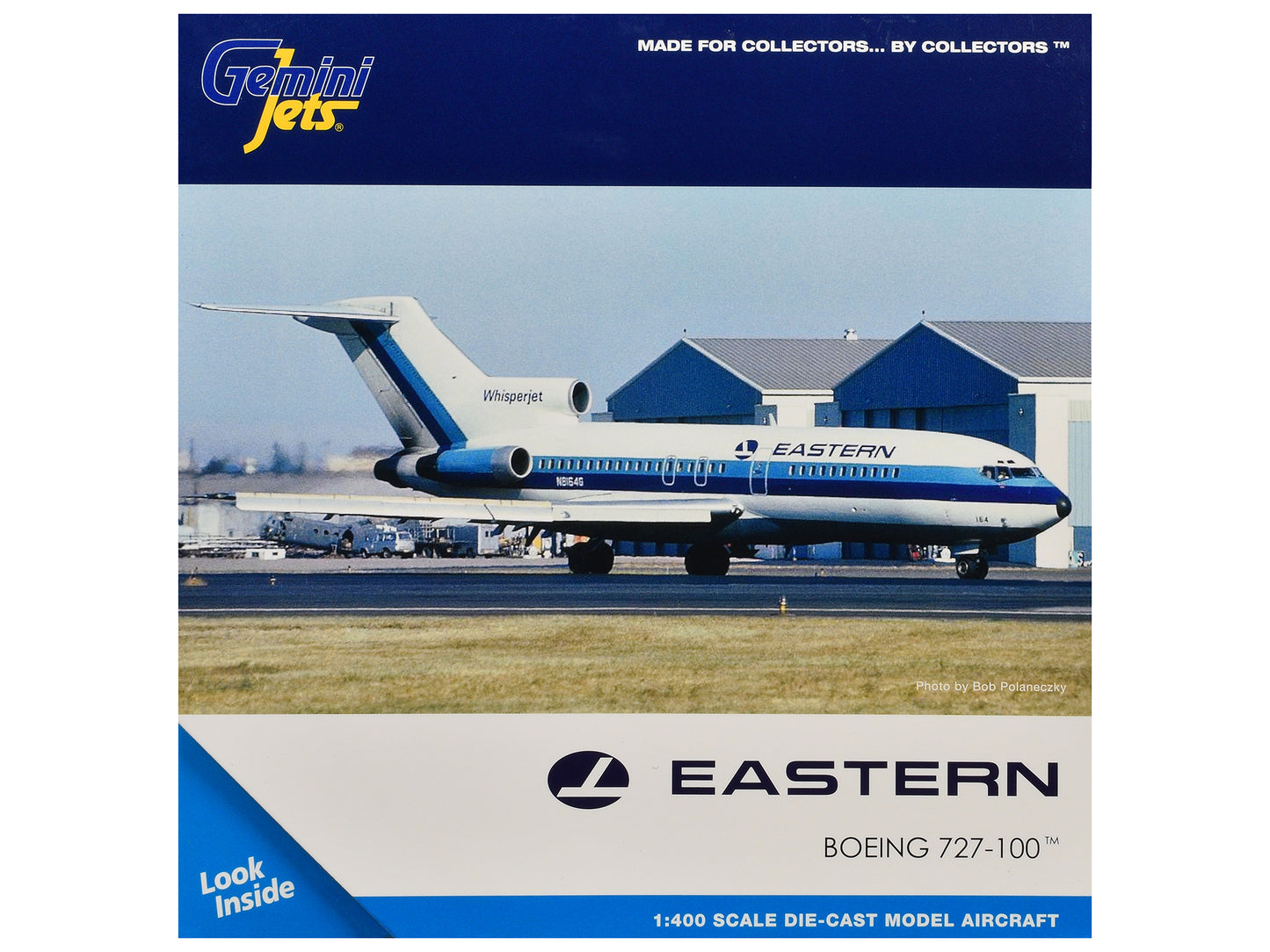 Boeing 727-100 Commercial Aircraft "Eastern Air Lines" (N8164G) White with Blue Stripes 1/400 Diecast Model Airplane by GeminiJets