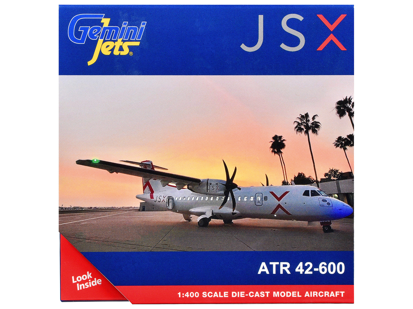 ATR 42-600 Commercial Aircraft "JSX" (N400JX) White with Red Stripes 1/400 Diecast Model Airplane by GeminiJets