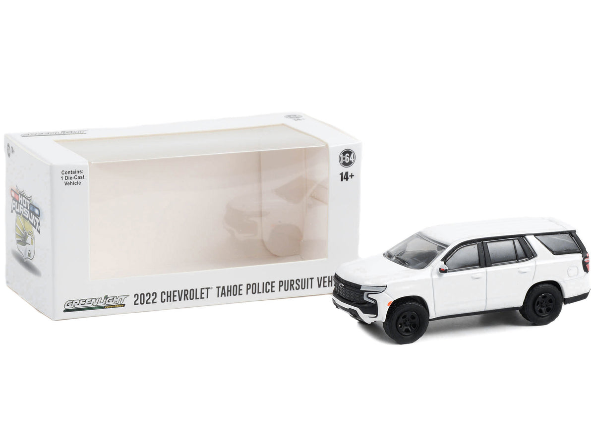 2022 Chevrolet Tahoe Police Pursuit Vehicle (PPV) White "Hot Pursuit" "Hobby Exclusive" Series 1/64 Diecast Model Car by Greenlight