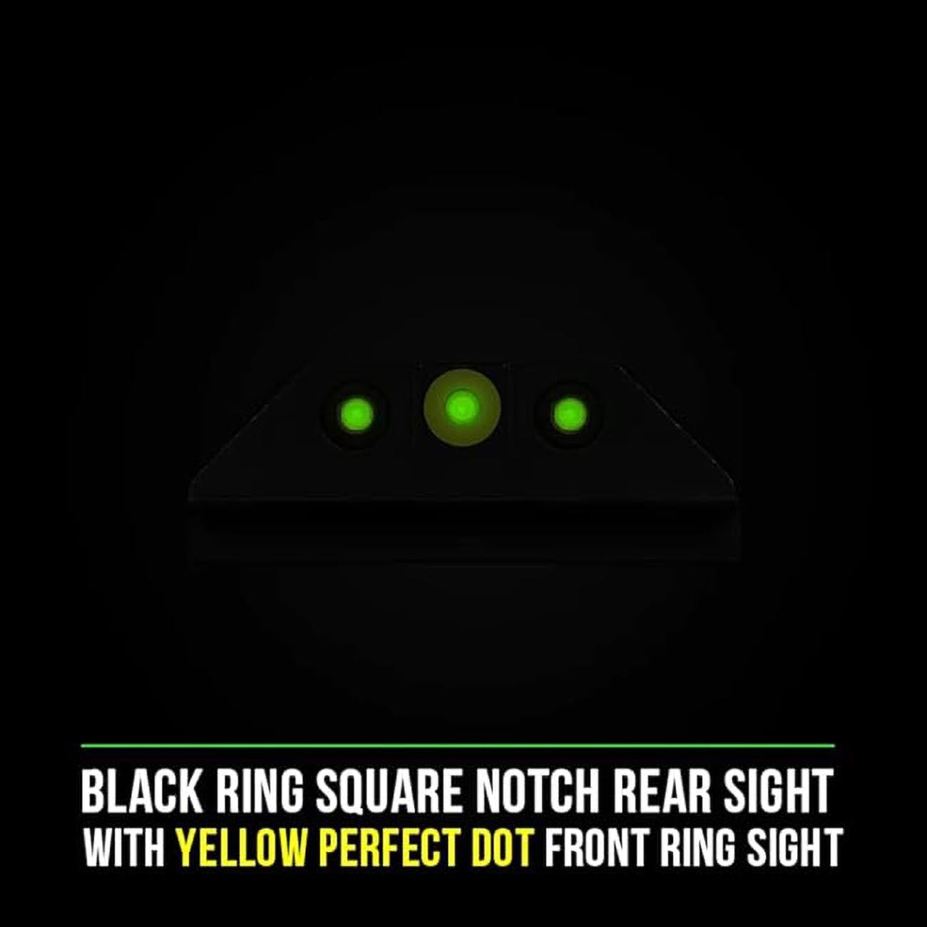 Night Fision Tritium Night Sights for Glock 42/43/43X Yellow Tritium Front Ring/Square Tritium Black