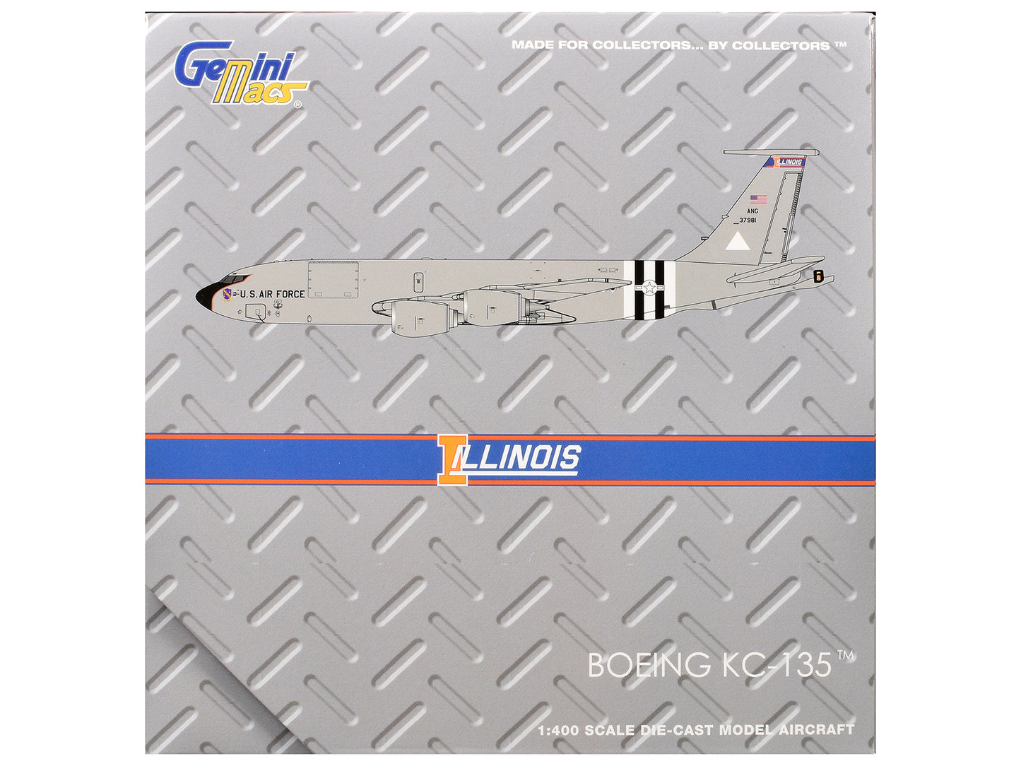 Boeing KC-135R Stratotanker Aircraft "Illinois Air National Guard" United States Air Force (63-7981) Gray "Gemini Macs" Series 1/400 Diecast Model Airplane by GeminiJets