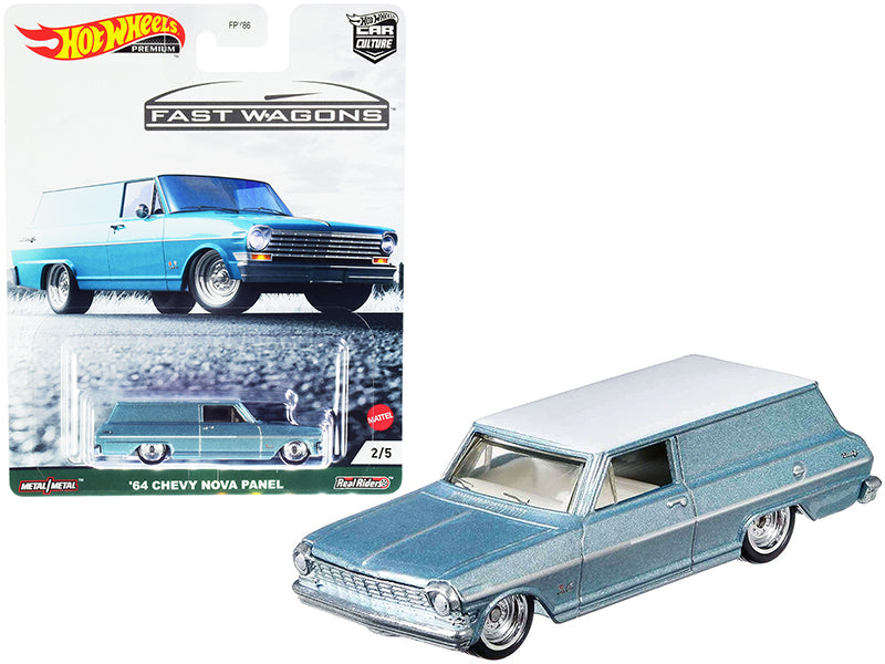 1964 Chevrolet Nova Panel Light Blue Metallic Diecast Model Car - Hotwheels