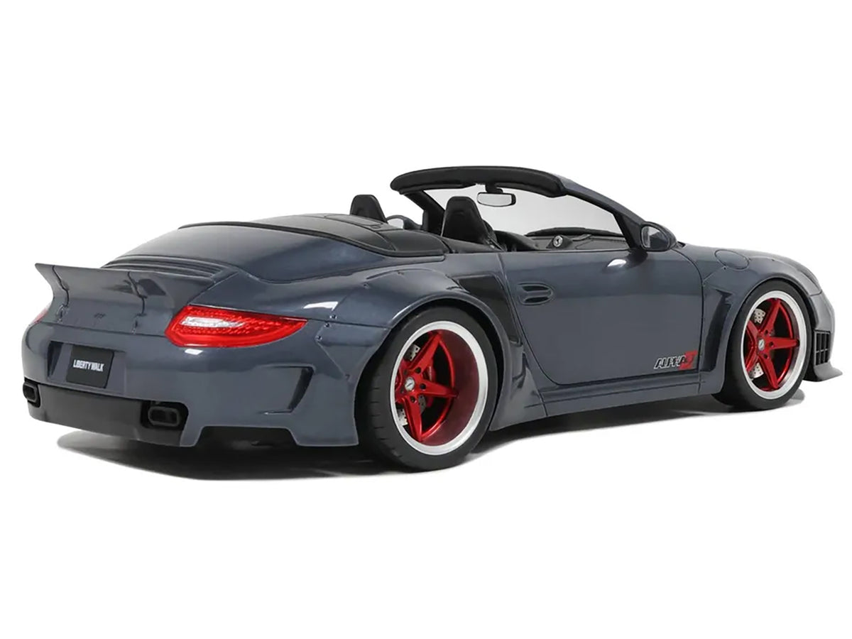 Porsche 911 LB-Works Alpha 9 Gray with Black Hood 1/18 Model by GT Spirit