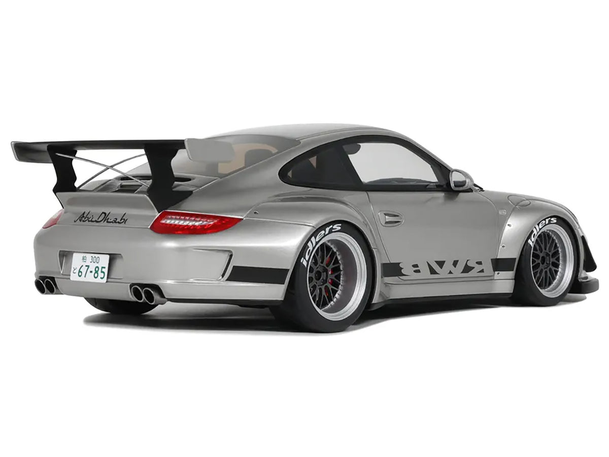 2024 Porsche 911 RWB Abu Silver Metallic with Black Hood 1/18 Model by GT Spirit