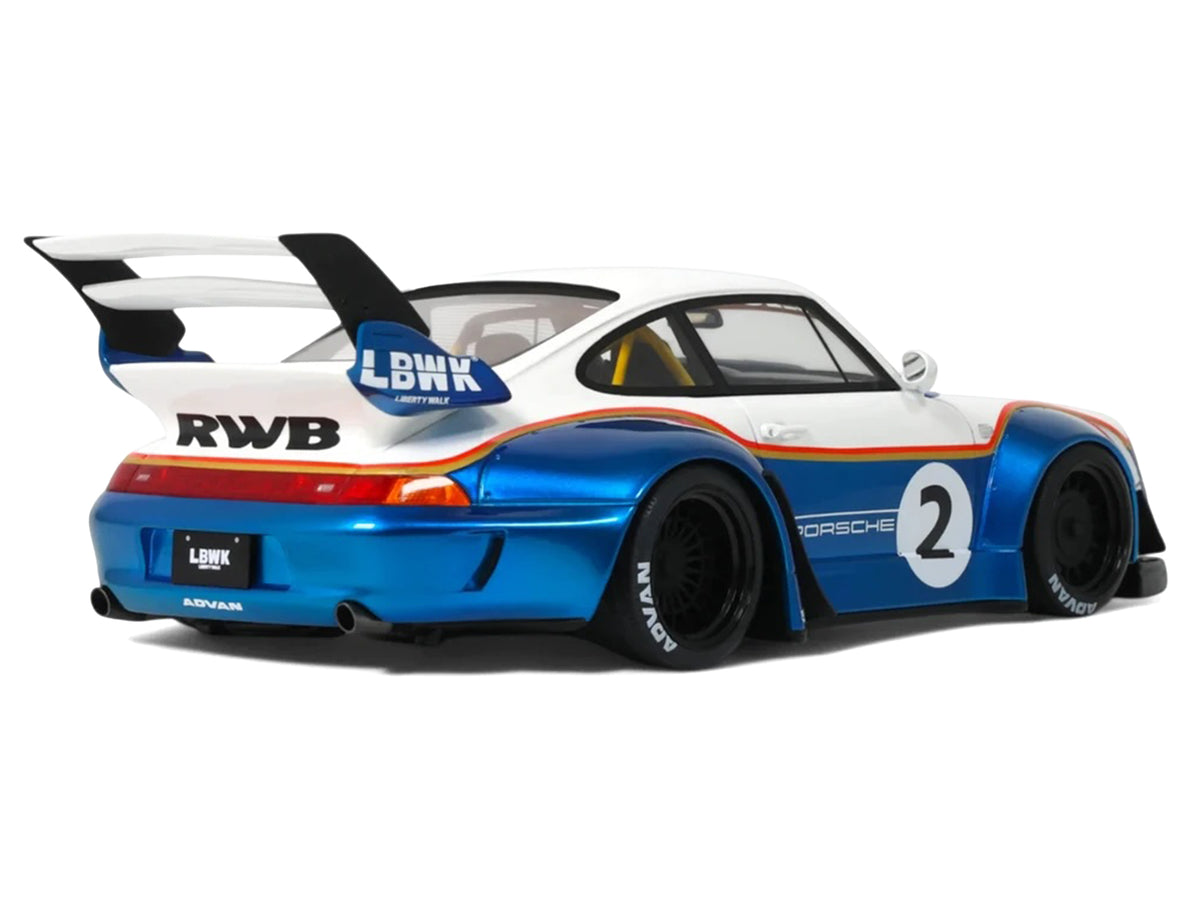 2023 RWB x Liberty Walk 993 #2 White & Blue Metallic with Graphics 1/18 Model