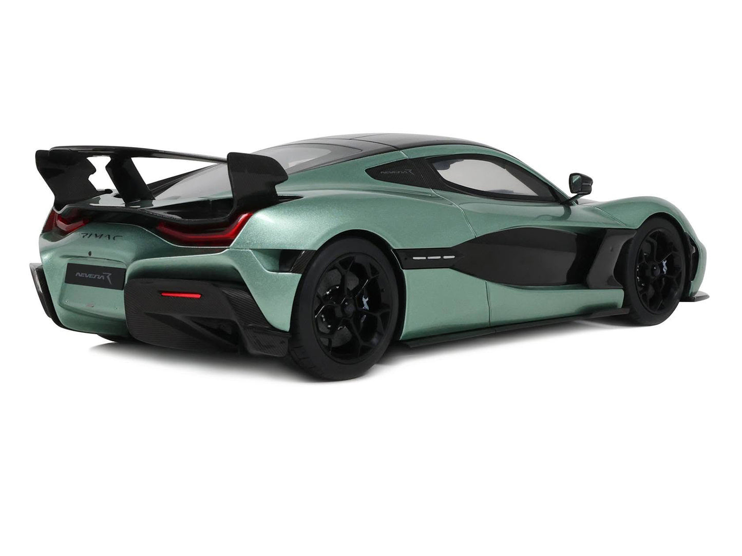 2024 Rimac Nevera R Green Metallic with Black Top 1/18 Model Car by GT Spirit