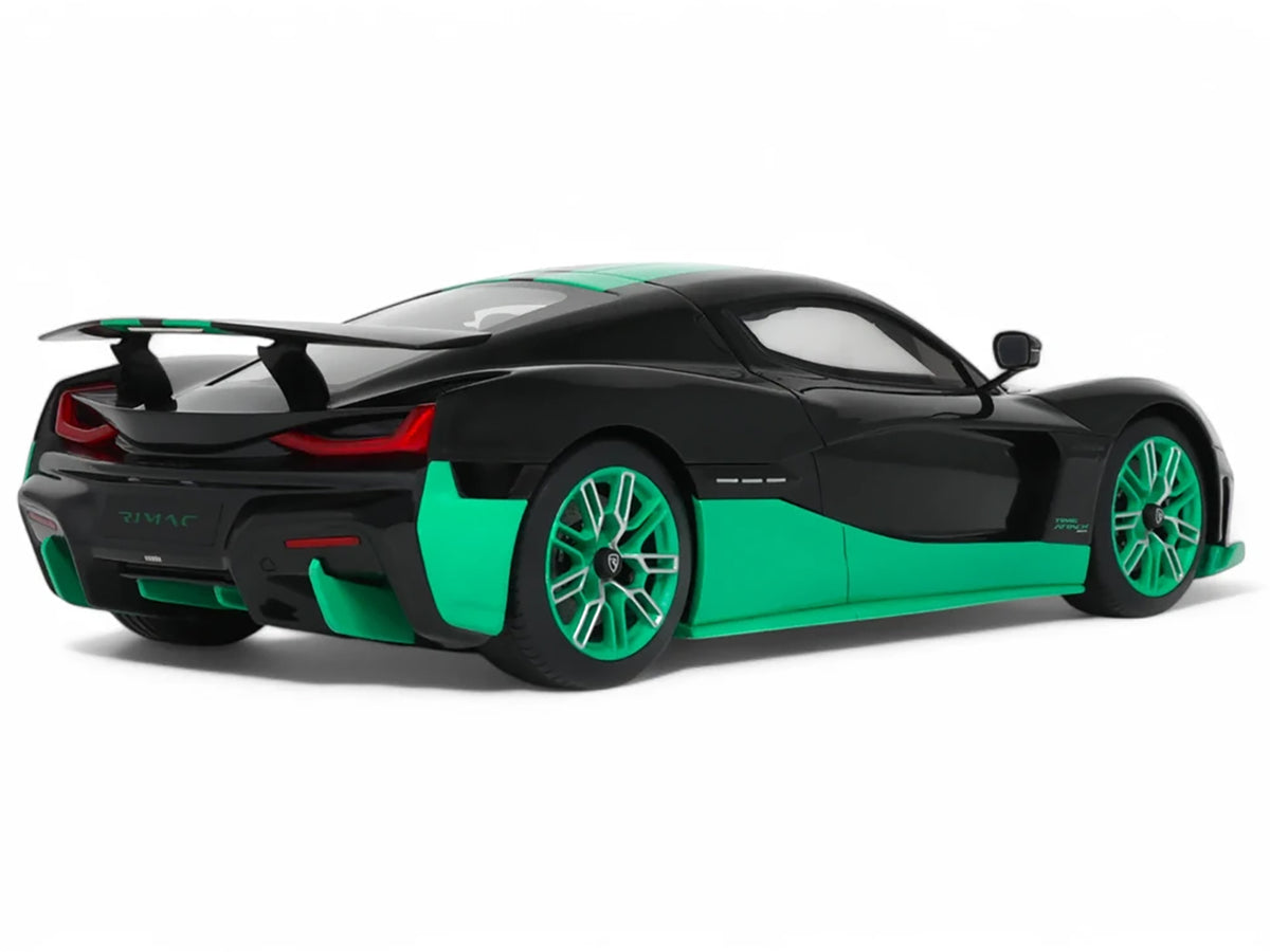 2023 Rimac Nevera Black with Green Stripes 1/18 Model by GT Spirit