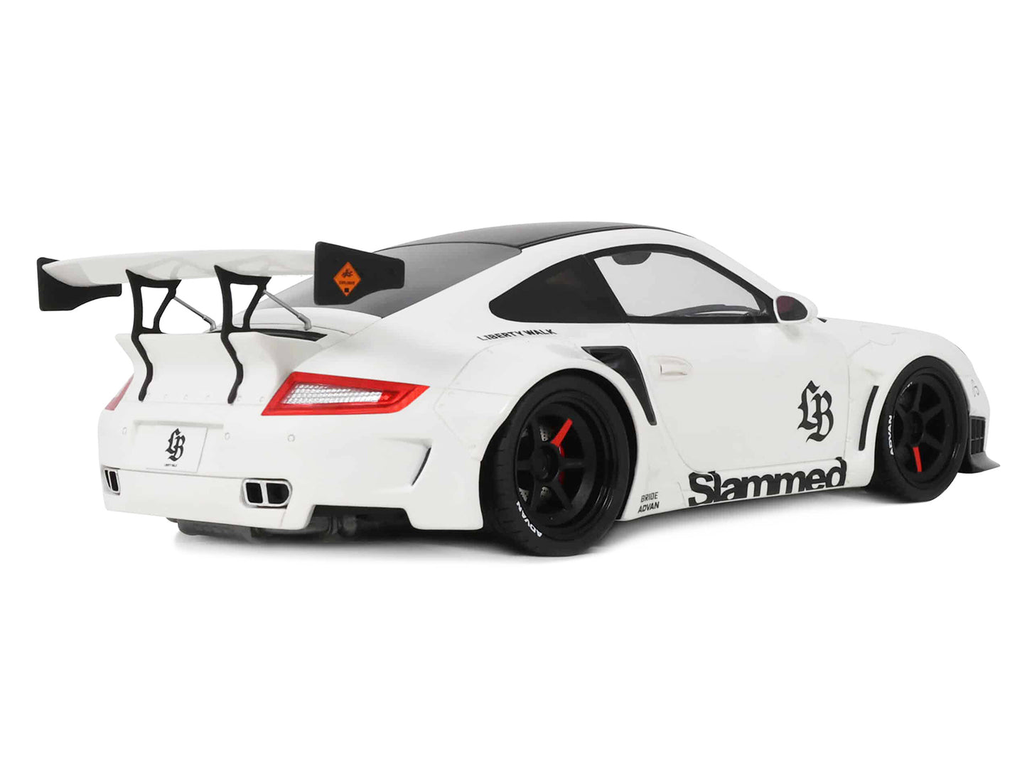2024 Porsche 911 Turbo LB-Works White with Black Top 1/18 Model Car by GT Spirit