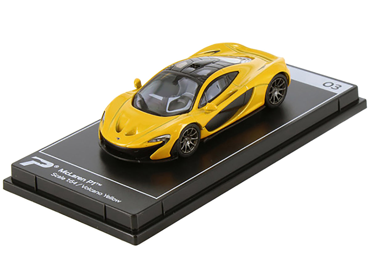 McLaren P1 Volcano Yellow Metallic with Black Top 1/64 Diecast by PosterCars