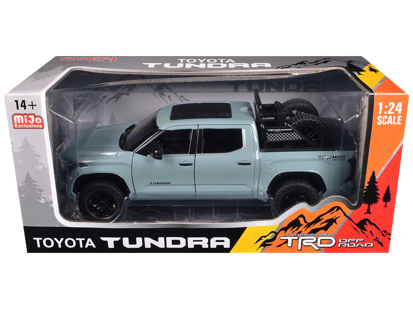 2023 Toyota Tundra TRD 4x4 Pickup Truck Lunar Rock Gray with Sunroof and Wheel Rack 1/24 Diecast Model Car