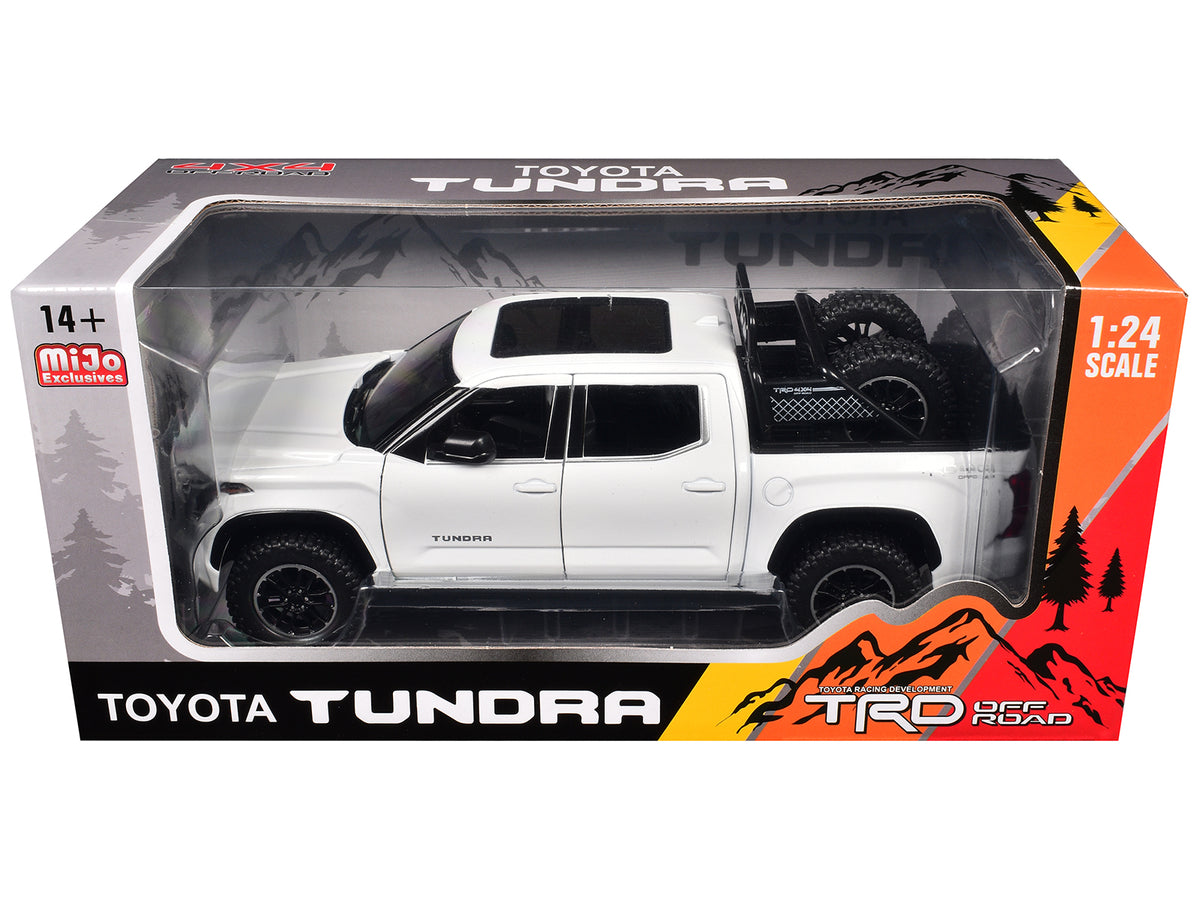 2023 Toyota Tundra TRD 4x4 Pickup Truck White Sunroof Wheel Rack 1/24 Diecast
