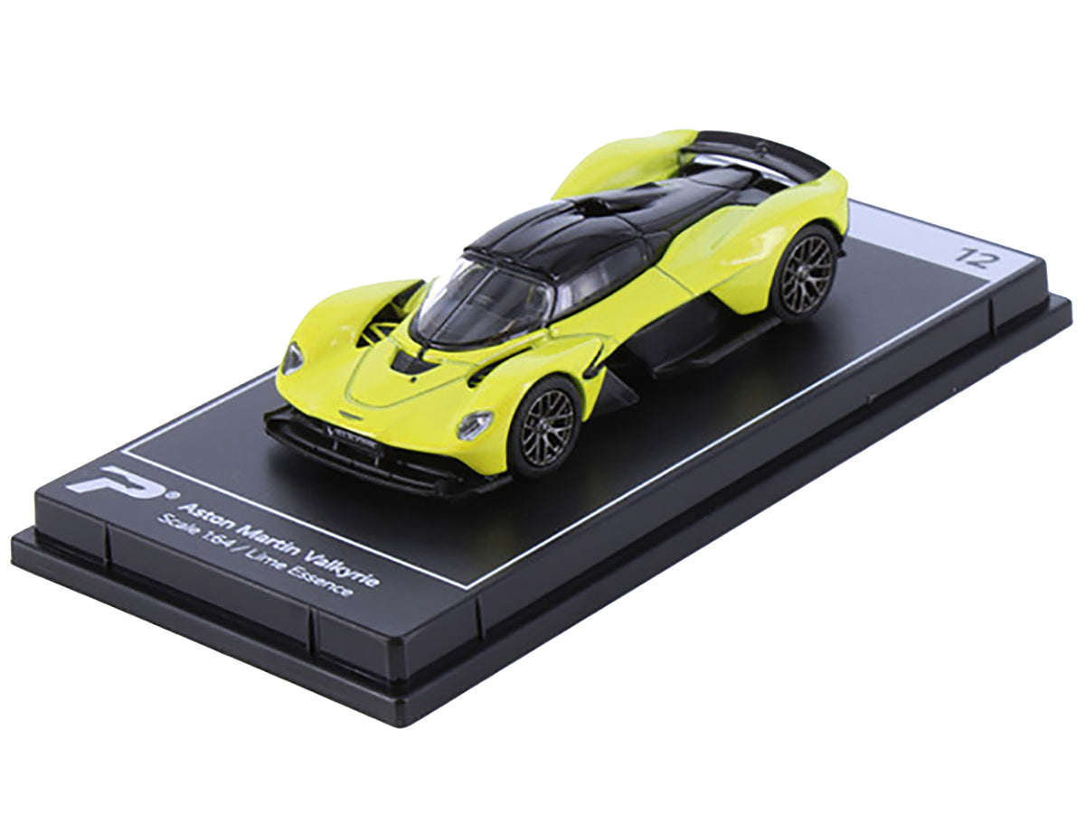 Aston Martin Valkyrie Lime Essence Yellow Metallic with Black Top 1/64 Diecast