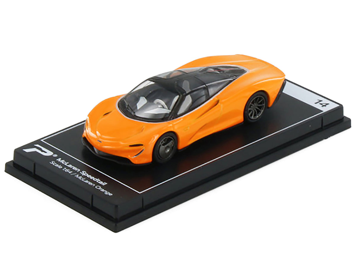 McLaren Speedtail McLaren Orange with Black Top 1/64 Diecast by PosterCars