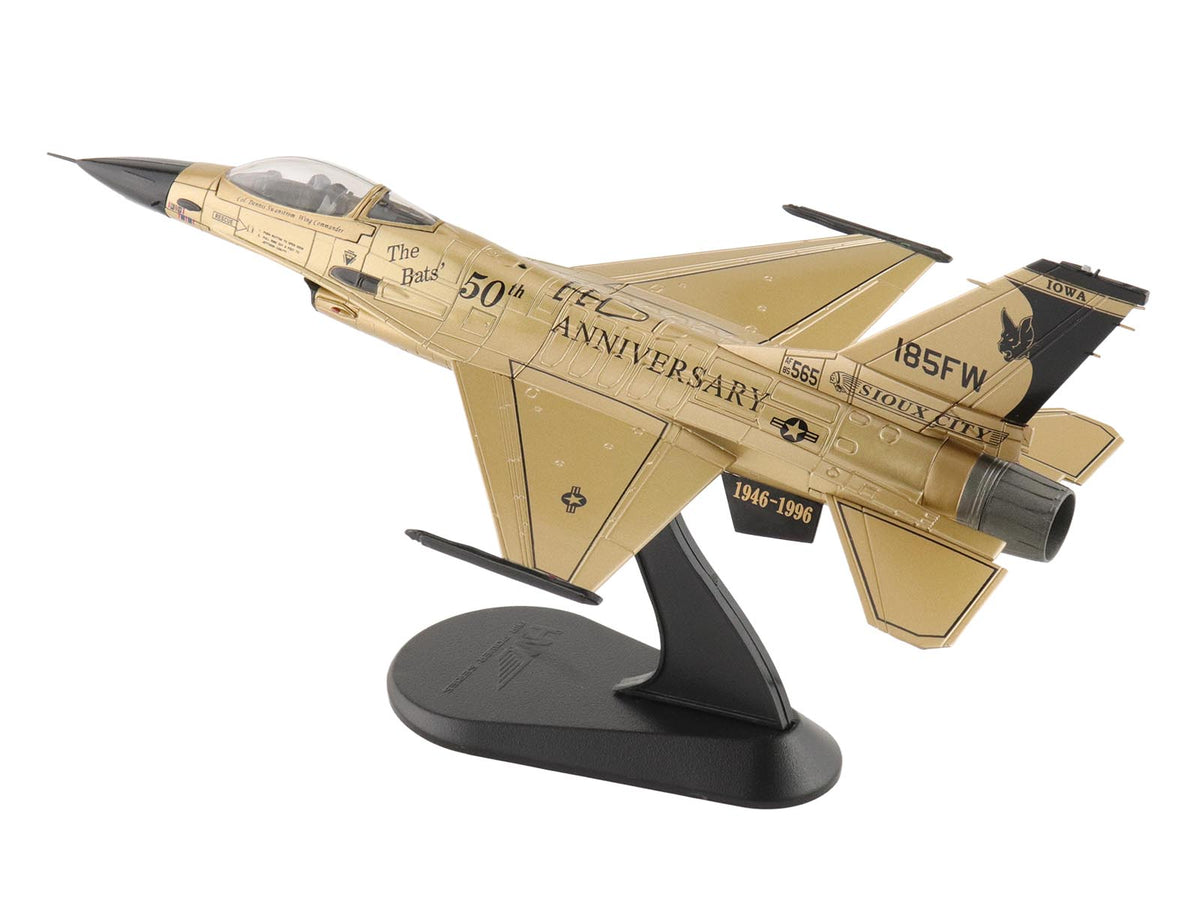 Lockheed F-16A Fighting Falcon Fighter Aircraft "85-1565 Golden Bat Viper 185 ARW Iowa ANG Squadron 50th Anniversary" (2022) United States Air Force "Air Power Series" 1/72 Diecast Model by Hobby Master