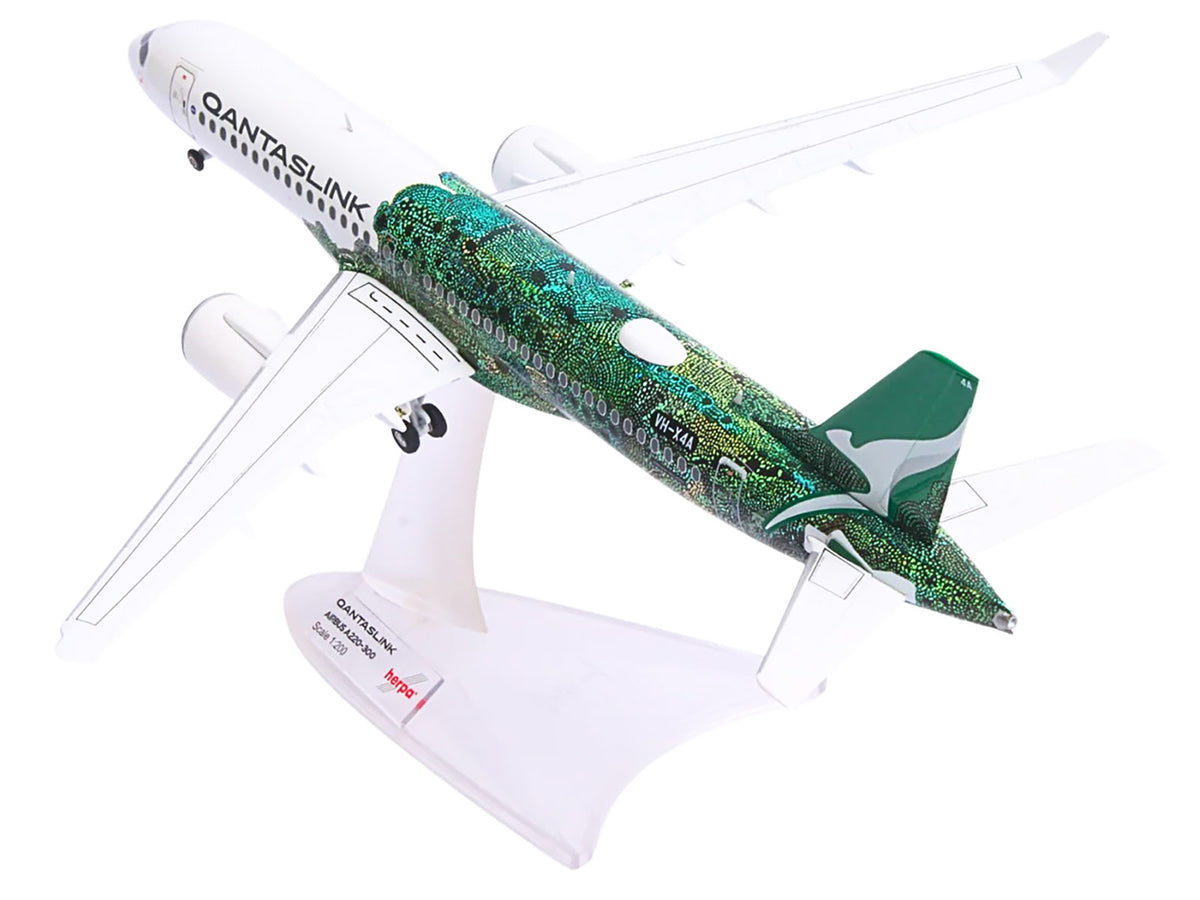 Airbus A220-300 Commercial Aircraft White with Green Graphics 1/200 Diecast