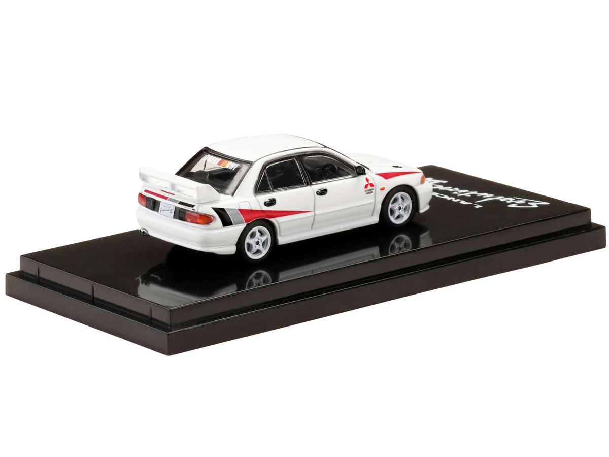 Mitsubishi Lancer RS Evolution III RHD Scortia White Rally Stripes 1/64 Diecast