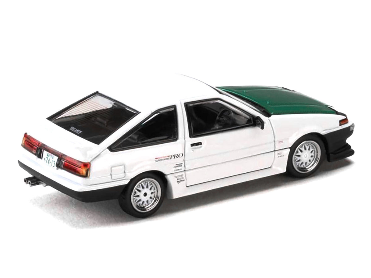 Toyota Sprinter Trueno RHD White with Green Carbon Hood 1/64 Diecast