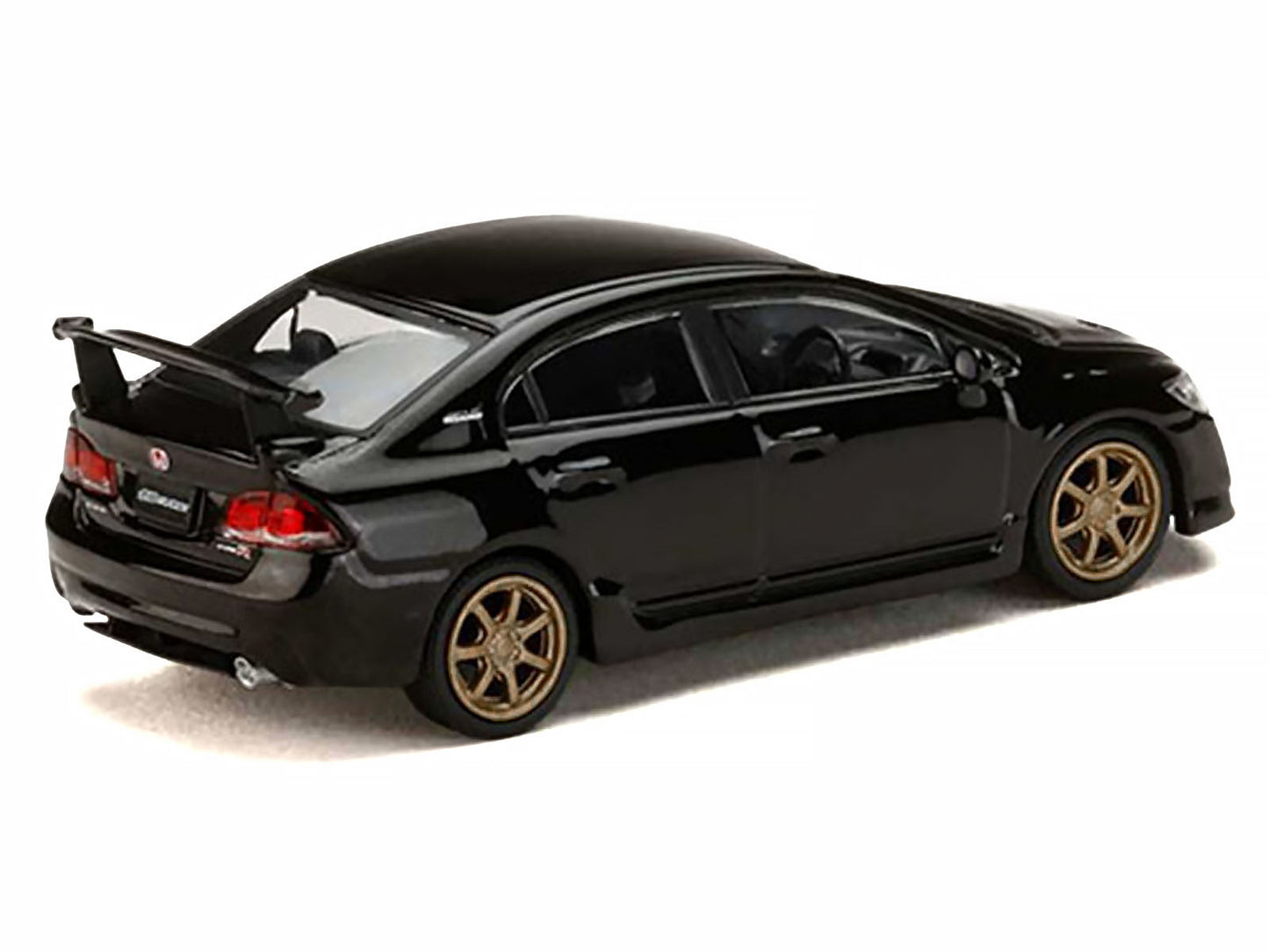 Honda Mugen Civic Type R (FD2) RHD (Right Hand Drive) Crystal Black Pearl with Gold Wheels "JDM64" Series 1/64 Diecast Model Car by Hobby Japan