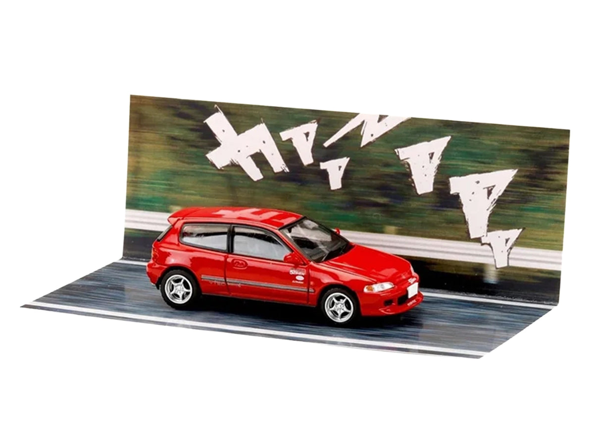 Honda Civic RHD Myogi Night Kids Red Initial D Manga Diorama Set 1/64 Diecast