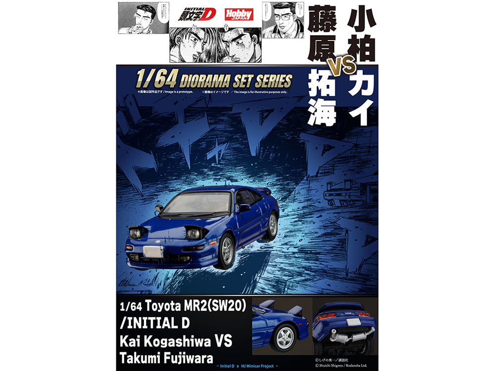 Toyota MR2 RHD Blue Metallic Manga "Diorama Set Series" 1/64 Diecast