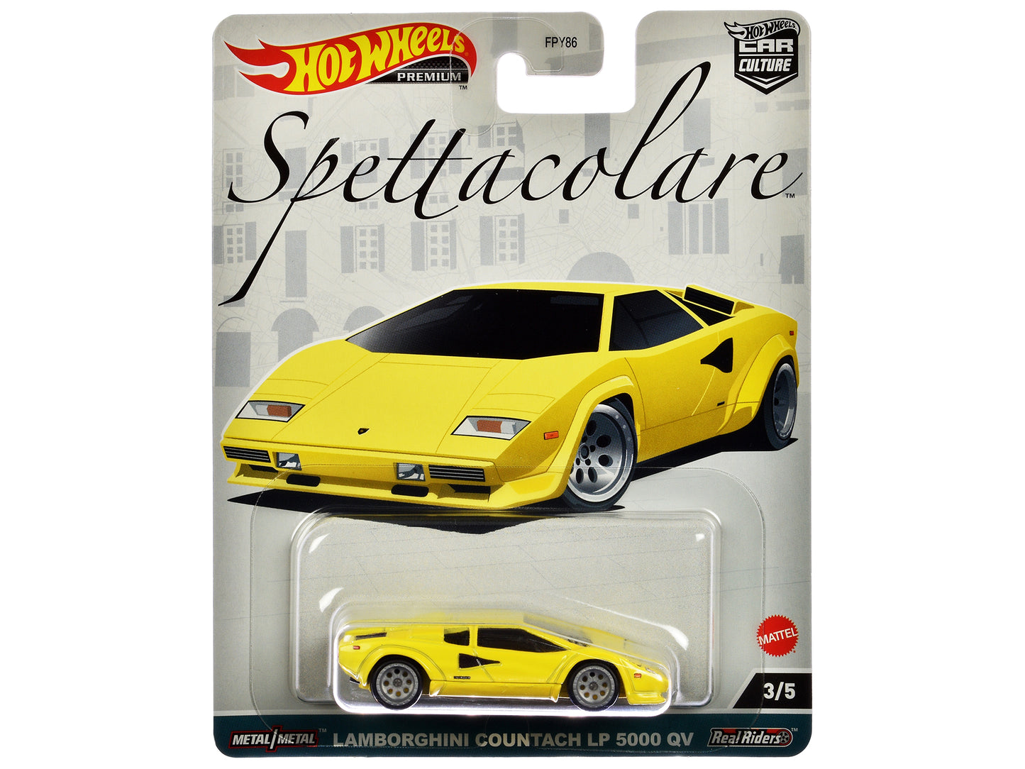 Hot Wheels Lamborghini Countach LP 5000 QV Yellow "Spettacolare" Series Diecast Model Car by <h2>Lamborghini Wheels</h2> <p>High-quality perfect for collectors and enthusiasts. Features detailed inter